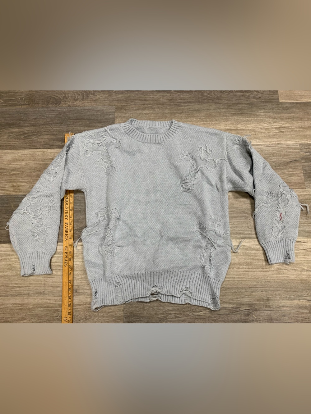 Distressed cross Light Gray Knit Sweater, NIB